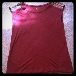 Gap boat neck top with embroidered shoulders
